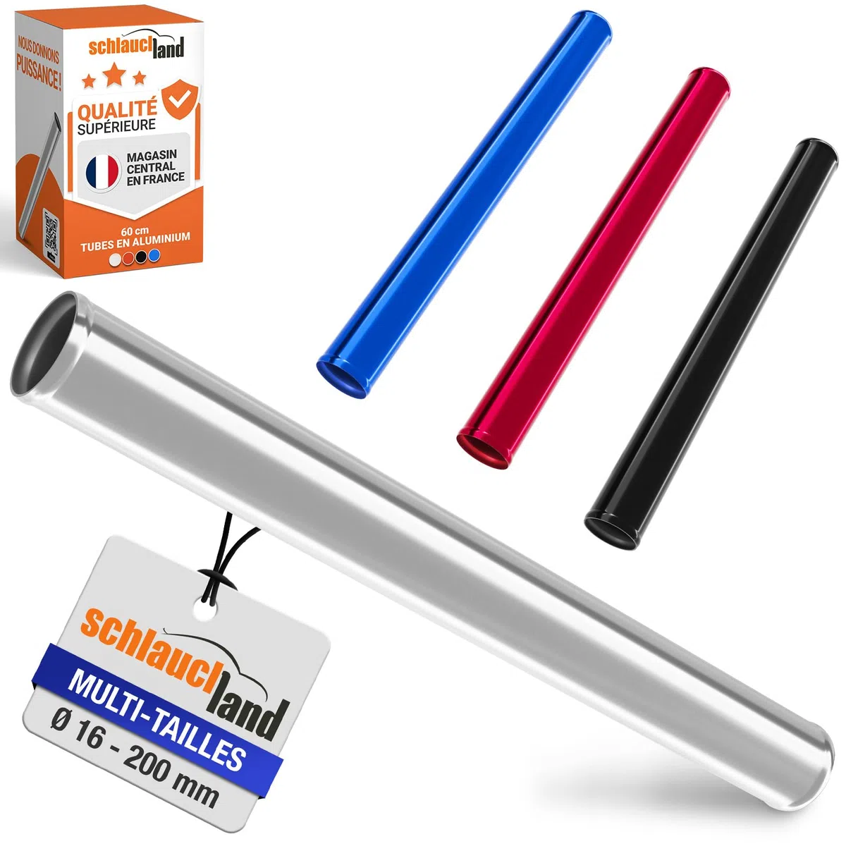 60cm TUBE ALUMINIUM EXT-Ø 76mm droit argent TUYAU coloré polie | SÉLECTION COULEURS & TAILLES | Alu Conduite Durite Universel Essence Diesel Carburant Eaux Air Liquide Radiateur T-6063 EN